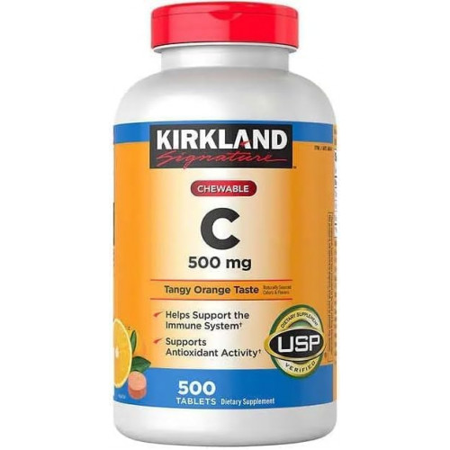 Фірмовий вітамін С Kirkland 500 мг на порцію, 1 упаковка з 500 жувальних таблеток Фірмовий вітамін С Kirkland 500 мг на порцію, 1 упаковка з 500 жувальних таблеток