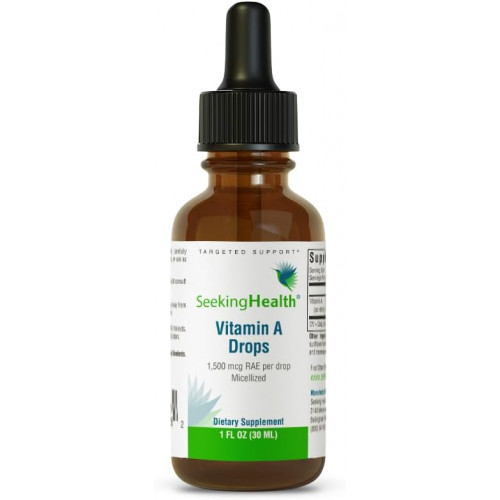 Seeking Health Vitamin A Drops - Добавка для здоров'я очей і шкіри з ретинілпальмітатом - Рідка вітамінна підтримка з антиоксидантною підтримкою - Без сої та глютену - 1 рідка унція, 750 мкг (600 порцій) Seeking Health Vitamin A Drops - Добавка для здоров'я очей і шкіри з ретинілпальмітатом - Рідка вітамінна підтримка з антиоксидантною підтримкою - Без сої та глютену - 1 рідка унція, 750 мкг (600 порцій)