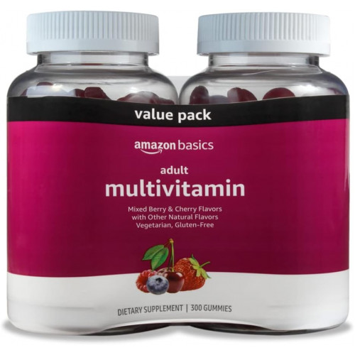 Amazon Basics Adult Multivitamin for Men & Women, 300 цукерок з вітамінами A, C, D, E, B-6 і B-12, 150 шт. (упаковка з 2 шт.) (150-денний запас) (раніше Solimo) Amazon Basics Adult Multivitamin for Men & Women, 300 цукерок з вітамінами A, C, D, E, B-6 і B-12, 150 шт. (упаковка з 2 шт.) (150-денний запас) (раніше Solimo)