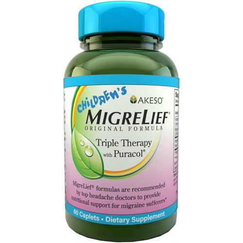 Дитячий MigreLief® - Потрійна терапія з Puracol™ - Харчова підтримка для дітей, які страждають від мігрені - 60 капсул на 1 місяць Дитячий MigreLief® - Потрійна терапія з Puracol™ - Харчова підтримка для дітей, які страждають від мігрені - 60 капсул на 1 місяць