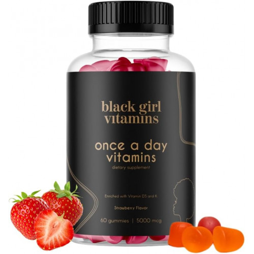 Black Girl Vitamins Once a Day - Womens Multivitamin Gummy - вітамін A, B, C, E і цинк. Полівітамінні цукерки для підтримки імунітету. Веганський, безглютеновий. Зроблено в США (полуниця, 30-денний запас) Black Girl Vitamins Once a Day - Womens Multivitamin Gummy - вітамін A, B, C, E і цинк. Полівітамінні цукерки для підтримки імунітету. Веганський, безглютеновий. Зроблено в США (полуниця, 30-денний запас)