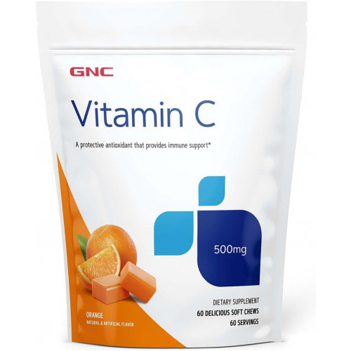 GNC Vitamin C Soft Chews 500 мг, апельсин, 60 жуйок, підтримує природний опір GNC Vitamin C Soft Chews 500 мг, апельсин, 60 жуйок, підтримує природний опір
