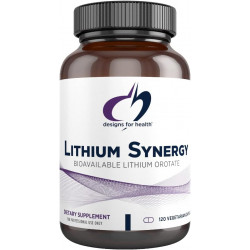 Designs for Health Lithium Synergy - 5 мг оротату літію з TMG + B12 метилкобаламіном - біодоступний настрій + добавка для підтримки метилювання, без ГМО + вегетаріанська (120 капсул)