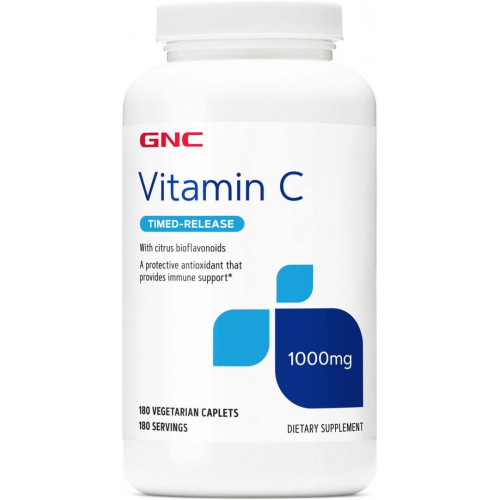 GNC Вітамін С 1000 з біофлавоноїдами та плодами шипшини з тимчасовим вивільненням 180 таблеток GNC Вітамін С 1000 з біофлавоноїдами та плодами шипшини з тимчасовим вивільненням 180 таблеток