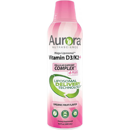 Aurora Nutrascience, Мегаліпосомальний вітамін D3/K2+ з вітаміном С, органічний фруктовий смак, без глютену, без ГМО, 16 рідких унцій (480 мл) Aurora Nutrascience, Мегаліпосомальний вітамін D3/K2+ з вітаміном С, органічний фруктовий смак, без глютену, без ГМО, 16 рідких унцій (480 мл)