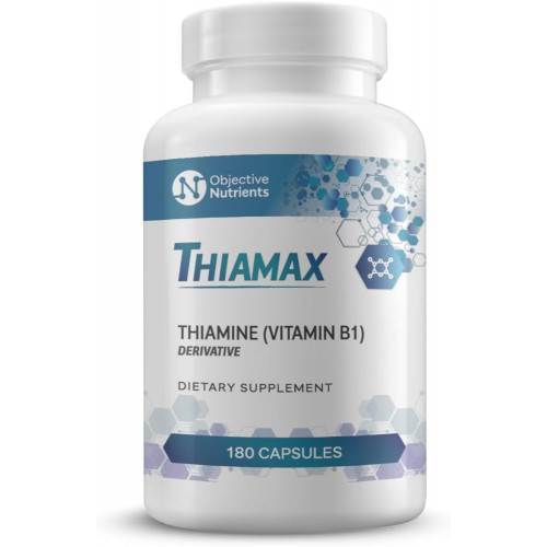 Thiamax Vitamin B1 (Thiamine TTFD) капсули, без наповнювачів або агентів текучості, 100 мг, 180 штук Thiamax Vitamin B1 (Thiamine TTFD) капсули, без наповнювачів або агентів текучості, 100 мг, 180 штук