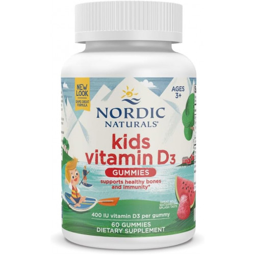 Nordic Naturals Vitamin D3 Gummies Kids, Wild Watermelon Splash - 60 Gummies - 400 IU Вітамін D3 - здоров'я кісток, здоровий імунітет - без ГМО, вегетаріанське - 60 порцій Nordic Naturals Vitamin D3 Gummies Kids, Wild Watermelon Splash - 60 Gummies - 400 IU Вітамін D3 - здоров'я кісток, здоровий імунітет - без ГМО, вегетаріанське - 60 порцій