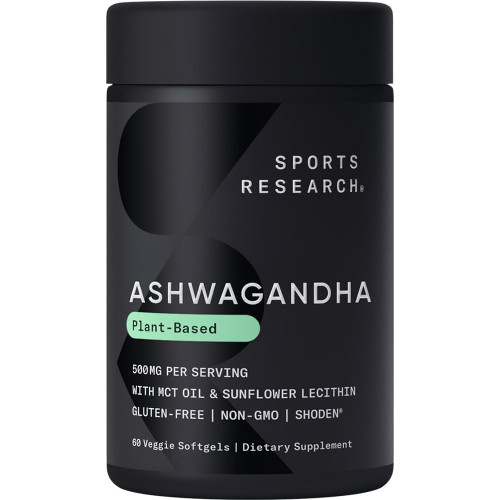 М'які гелі Sports Research® Ashwagandha з кокосовою олією MCT - Натуральний адаптоген, виготовлений із Shoden® Ashwa для релаксації, заспокоєння та підтримки сну - Без глютену та для веганів - 60 шт. М'які гелі Sports Research® Ashwagandha з кокосовою олією MCT - Натуральний адаптоген, виготовлений із Shoden® Ashwa для релаксації, заспокоєння та підтримки сну - Без глютену та для веганів - 60 шт.