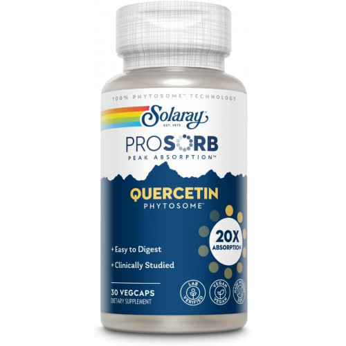 SOLARAY Quercetin Phytosome - 20-кратне поглинання - Легко засвоювана антиоксидантна добавка для загальної підтримки здоров'я - Веганська та виготовлена без сої - 60-денна гарантія - 30 порцій, 30 овочевих капсул SOLARAY Quercetin Phytosome - 20-кратне поглинання - Легко засвоювана антиоксидантна добавка для загальної підтримки здоров'я - Веганська та виготовлена без сої - 60-денна гарантія - 30 порцій, 30 овочевих капсул