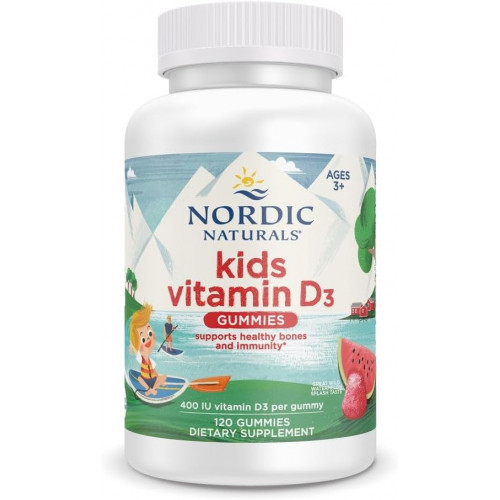 Nordic Naturals Vitamin D3 Gummies Kids, Wild Watermelon Splash - 120 Gummies - 400 IU Вітамін D3 - здоров'я кісток, здоровий імунітет - без ГМО, вегетаріанське - 120 порцій Nordic Naturals Vitamin D3 Gummies Kids, Wild Watermelon Splash - 120 Gummies - 400 IU Вітамін D3 - здоров'я кісток, здоровий імунітет - без ГМО, вегетаріанське - 120 порцій