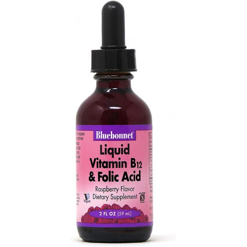 Bluebonnet Nutrition Liquid Vitamin B12 & Folic Acid, for Energy Boost*, без сої, без глютену, без молочних продуктів, для веганів, 400 мкг фолієвої кислоти та 1000 мкг вітаміну B12 на порцію, 2 рідких унції, 59 порцій Bluebonnet Nutrition Liquid Vitamin B12 & Folic Acid, for Energy Boost*, без сої, без глютену, без молочних продуктів, для веганів, 400 мкг фолієвої кислоти та 1000 мкг вітаміну B12 на порцію, 2 рідких унції, 59 порцій