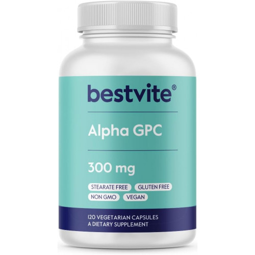 BESTVITE Alpha GPC 600 мг на порцію (120 овочевих капсул) - Без стеаратів - Веганський - Без ГМО - Без глютену BESTVITE Alpha GPC 600 мг на порцію (120 овочевих капсул) - Без стеаратів - Веганський - Без ГМО - Без глютену