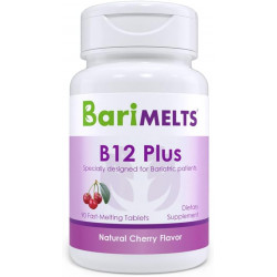 Вітамін B12 Plus BariMelts - запас на 3 місяці (90 швидкорозчинних таблеток) - післяопераційні баріатричні вітаміни з метилкобаламіном B12, вітаміном B6, метильованим фолатом і біотином