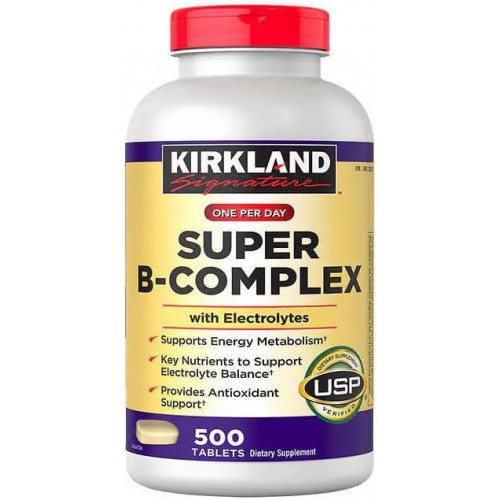 Kirkland Signature Super B-Complex with Electrolytes, 1 упаковка по 500 таблеток Kirkland Signature Super B-Complex with Electrolytes, 1 упаковка по 500 таблеток