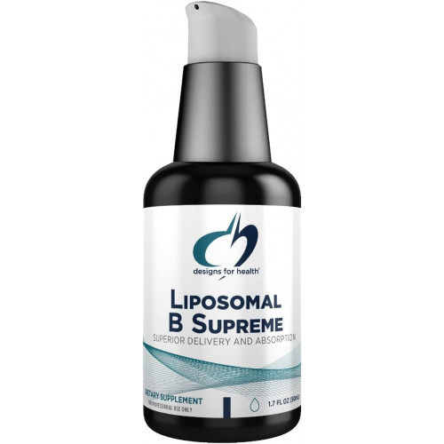 Designs for Health Liposomal B Supreme - Рідкий комплекс вітамінів групи B із чудовим засвоєнням - фолієва кислота, вітамін B12, B6, біотин, TMG + багато іншого - насос для пероральної доставки зі смаком цитрусових (50 порцій / 1,7 унції)