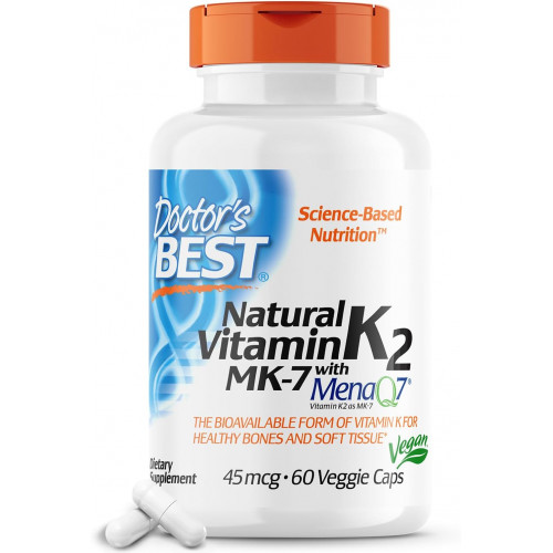 Doctor's Best Natural Vitamin K2 MK-7 with MenaQ7 White No Flavor, 60 штук Doctor's Best Natural Vitamin K2 MK-7 with MenaQ7 White No Flavor, 60 штук