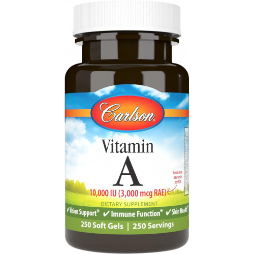 Carlson - Вітамін A, 10000 МО (3000 мкг RAE), Vision Health, 250 м'яких капсул Carlson - Вітамін A, 10000 МО (3000 мкг RAE), Vision Health, 250 м'яких капсул