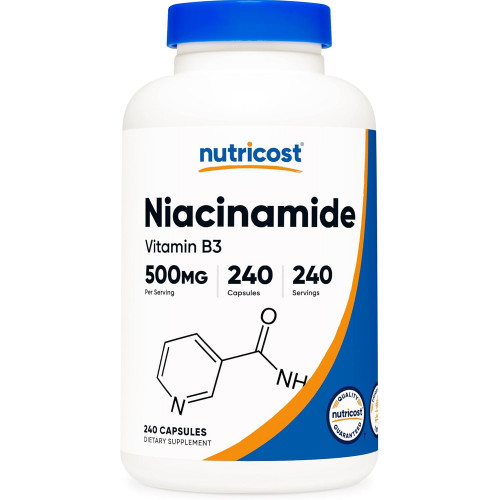 Nutricost Ніацинамід (вітамін В3) 500 мг, 240 капсули - не ГМО, без глютену, без промивання вітаміну В3 Nutricost Ніацинамід (вітамін В3) 500 мг, 240 капсули - не ГМО, без глютену, без промивання вітаміну В3