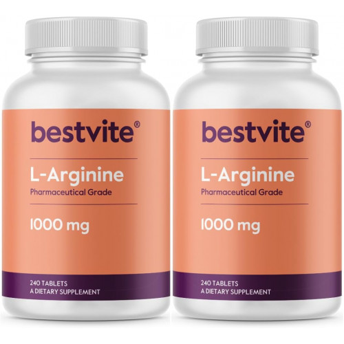 BESTVITE L-аргінін 1000 мг (480 таблеток) (240 x 2), що містить на 20% більше чистого L-аргініну порівняно з продуктами L-аргініну HCL BESTVITE L-аргінін 1000 мг (480 таблеток) (240 x 2), що містить на 20% більше чистого L-аргініну порівняно з продуктами L-аргініну HCL