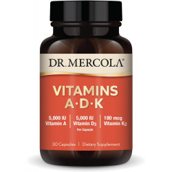 Вітаміни Dr. Mercola ADK, 30 порцій (30 капсул), дієтична добавка, 5000 МО вітаміну A та вітаміну D3, 180 мкг вітаміну K2, підтримує здоров’я імунітету, без ГМО