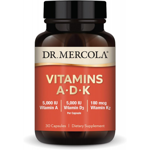 Вітаміни Dr. Mercola ADK, 30 порцій (30 капсул), дієтична добавка, 5000 МО вітаміну A та вітаміну D3, 180 мкг вітаміну K2, підтримує здоров’я імунітету, без ГМО Вітаміни Dr. Mercola ADK, 30 порцій (30 капсул), дієтична добавка, 5000 МО вітаміну A та вітаміну D3, 180 мкг вітаміну K2, підтримує здоров’я імунітету, без ГМО