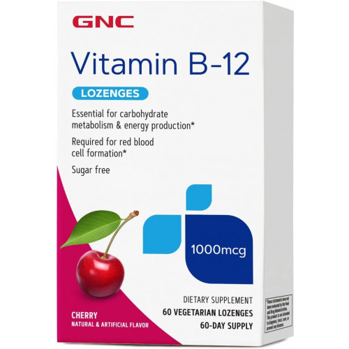 GNC Вітамін B-12 1000 мкг пастилки - вишня - 60 пастилок (60 порцій) GNC Вітамін B-12 1000 мкг пастилки - вишня - 60 пастилок (60 порцій)
