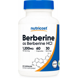 Nutricost Berberine HCl 600 мг, 60 вегетаріанських капсул - без глютену та без ГМО