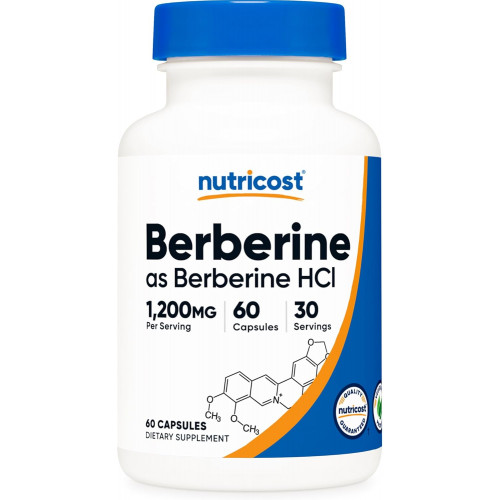 Nutricost Berberine HCl 600 мг, 60 вегетаріанських капсул - без глютену та без ГМО Nutricost Berberine HCl 600 мг, 60 вегетаріанських капсул - без глютену та без ГМО