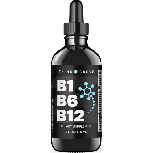 B1 B6 B12 Vitamin Liquid Drops - Добавка для підтримки нервів, енергії та мозку - Фруктовий смак - Метилкобаламін, тіамін, піридоксин - 60-денний запас - 2 унції - для чоловіків і жінок - Просто зроблено B1 B6 B12 Vitamin Liquid Drops - Добавка для підтримки нервів, енергії та мозку - Фруктовий смак - Метилкобаламін, тіамін, піридоксин - 60-денний запас - 2 унції - для чоловіків і жінок - Просто зроблено