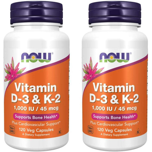 Вітамін D-3 і K-2 Now Foods, 120 рослинних капсул (2 упаковки) Вітамін D-3 і K-2 Now Foods, 120 рослинних капсул (2 упаковки)