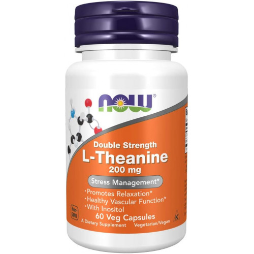 NOW Supplements, L-теанін 200 мг з інозитом, боротьба зі стресом*, 60 овочевих капсул NOW Supplements, L-теанін 200 мг з інозитом, боротьба зі стресом*, 60 овочевих капсул