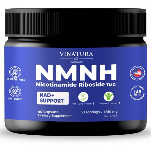 NMNH Nicotinamide Riboside & TMG - NAD+ Support, добавка проти старіння, TMG (бетаїн безводний) - 1250 мг на порцію, 60 капсул 30 порцій NMNH Nicotinamide Riboside & TMG - NAD+ Support, добавка проти старіння, TMG (бетаїн безводний) - 1250 мг на порцію, 60 капсул 30 порцій