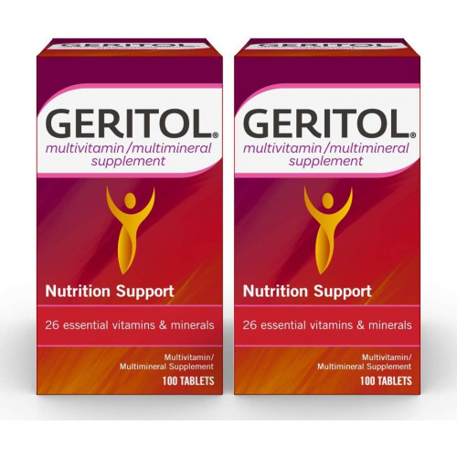 Мультивітамінні таблетки Geritol для підтримки харчування, баланс 26 основних вітамінів і мінералів, 100 штук (упаковка по 1) Мультивітамінні таблетки Geritol для підтримки харчування, баланс 26 основних вітамінів і мінералів, 100 штук (упаковка по 1)