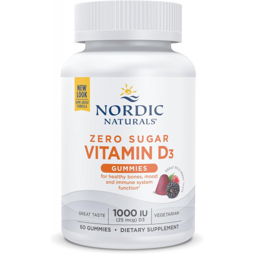 Nordic Naturals Zero Sugar Gummies, Vitamin D3 Gummies, Wild Berry - 60 Gummies - 1000 IU Вітамін D3 - Чудовий смак - Здорові кістки, настрій і функція імунної системи - Без ГМО - 60 порцій Nordic Naturals Zero Sugar Gummies, Vitamin D3 Gummies, Wild Berry - 60 Gummies - 1000 IU Вітамін D3 - Чудовий смак - Здорові кістки, настрій і функція імунної системи - Без ГМО - 60 порцій