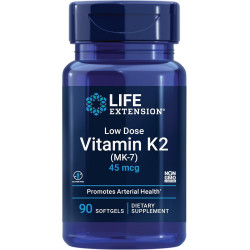 Вітамін K2 у низьких дозах Life Extension – підтримує артеріальне здоров’я – без ГМО, без глютену – 90 капсул