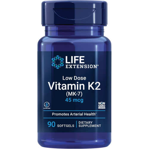 Вітамін K2 у низьких дозах Life Extension – підтримує артеріальне здоров’я – без ГМО, без глютену – 90 капсул Вітамін K2 у низьких дозах Life Extension – підтримує артеріальне здоров’я – без ГМО, без глютену – 90 капсул