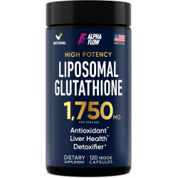 Liposomal Glutathione Supplement 1750MG - Pure Glutathione Liposomal with Vitamin C + Phospholipid Antioxidant Complex - L Glutathione for Liver Detox and Immune Support Supplement - 120 Caps