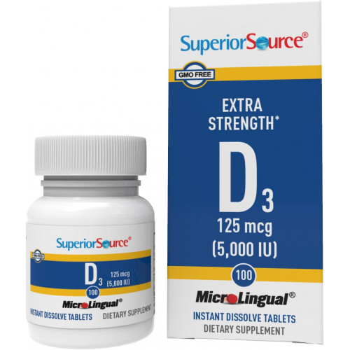 Superior Source Extra Strength Vitamin D3 5000 МО Таблетка, 100 штук (упаковка може відрізнятися) Superior Source Extra Strength Vitamin D3 5000 МО Таблетка, 100 штук (упаковка може відрізнятися)