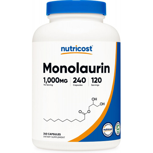 Nutricost Monolaurin 1000 мг (120 порцій, 240 капсул) - без глютену, без ГМО, для веганів Nutricost Monolaurin 1000 мг (120 порцій, 240 капсул) - без глютену, без ГМО, для веганів
