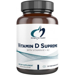 Designs for Health Vitamin D Supreme - Вітамін D 5000 МО з 2000 мкг вітаміну K як MK4 для здоров'я кісток, здоров'я серця та підтримки імунітету - Вітамін D3, посилений добавкою GG (30 капсул)