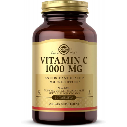 Вітамін С Solgar 1000 мг, 90 таблеток - антиоксидант і підтримка імунітету, загальне здоров'я, здорова шкіра та суглоби - Біофлавоноїдна добавка - без ГМО, веганська, без глютену, кошерна - 90 порцій Вітамін С Solgar 1000 мг, 90 таблеток - антиоксидант і підтримка імунітету, загальне здоров'я, здорова шкіра та суглоби - Біофлавоноїдна добавка - без ГМО, веганська, без глютену, кошерна - 90 порцій