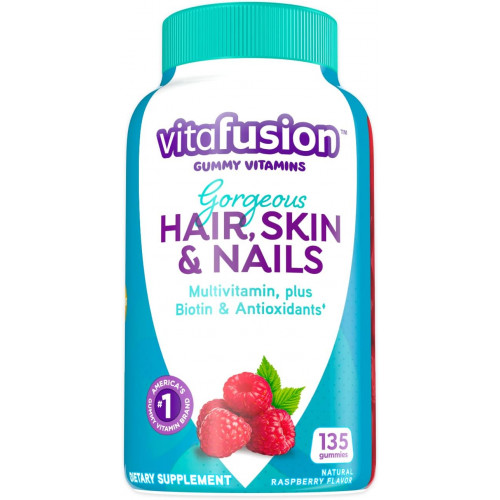 Vitafusion Gorgeous Hair, Skin & Nails Мультивітаміни плюс біотин і антиоксидантні вітаміни C&E, смак малини, 135 карат (запас на 45 днів), від американського бренду Gummy Vitamin Number One Vitafusion Gorgeous Hair, Skin & Nails Мультивітаміни плюс біотин і антиоксидантні вітаміни C&E, смак малини, 135 карат (запас на 45 днів), від американського бренду Gummy Vitamin Number One