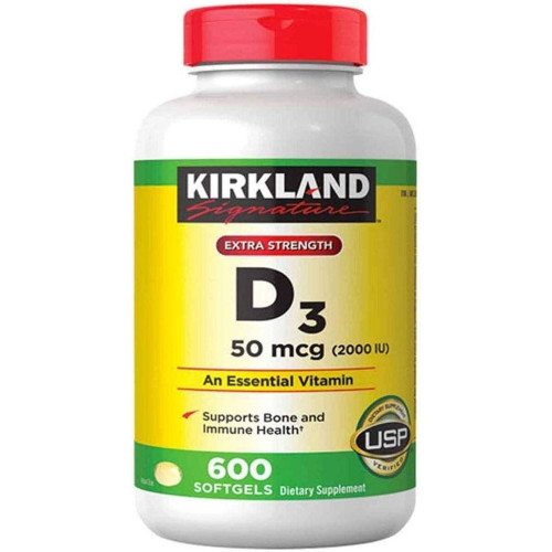 Kirkland Signature Extra Strength D3 50 мкг, 600 капсул Kirkland Signature Extra Strength D3 50 мкг, 600 капсул