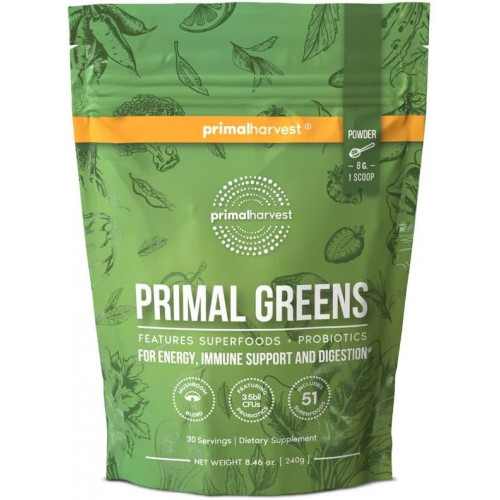 Primal Harvest Super Greens Powder, 30 порцій з +50 зеленню, суперфуд, хлорела, пробіотики, зелений чай, пирій, капуста, куркума для енергії, Primal Greens Primal Harvest Super Greens Powder, 30 порцій з +50 зеленню, суперфуд, хлорела, пробіотики, зелений чай, пирій, капуста, куркума для енергії, Primal Greens