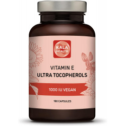 Kala Health Вітамін Е 1000 МО Ультратокоферол 450 мг Вітамін Е Веганський – усі 4 токофероли – Альфа-токоферол + Бета-токоферол + Гамма-токоферол + Дельта-токоферол – унікальний d Альфа-токоферол Вітамін Е