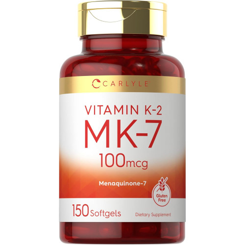 Carlyle Vitamin K2 MK7 100 мкг | 150 капсул | Добавка без ГМО, без глютену Carlyle Vitamin K2 MK7 100 мкг | 150 капсул | Добавка без ГМО, без глютену