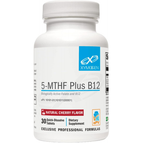 XYMOGEN 5-MTHF Plus B12 - Біологічно активний фолат + метил B12 (метилкобаламін) для підтримки метилювання та здоров'я нервової системи - Чудовий смак вишні (30 швидкорозчинних таблеток) XYMOGEN 5-MTHF Plus B12 - Біологічно активний фолат + метил B12 (метилкобаламін) для підтримки метилювання та здоров'я нервової системи - Чудовий смак вишні (30 швидкорозчинних таблеток)