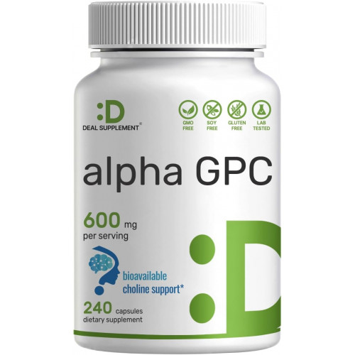 ДОДАТКОВА ДОБАВКА Alpha GPC 600 мг на порцію, 240 капсул – Біодоступне відновлення холіну – Ноотропні добавки для здоров’я мозку для пам’яті та концентрації – Без ГМО, без глютену ДОДАТКОВА ДОБАВКА Alpha GPC 600 мг на порцію, 240 капсул – Біодоступне відновлення холіну – Ноотропні добавки для здоров’я мозку для пам’яті та концентрації – Без ГМО, без глютену