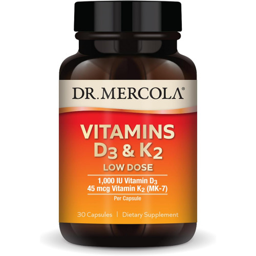 Вітаміни Dr. Mercola D3 і K2 у низькій дозі, 30 порцій (30 капсул), 1000 МО вітаміну D3 і 45 мкг вітаміну K2 (MK-7) на капсулу, дієтична добавка, підтримує здорову імунну функцію, без ГМО Вітаміни Dr. Mercola D3 і K2 у низькій дозі, 30 порцій (30 капсул), 1000 МО вітаміну D3 і 45 мкг вітаміну K2 (MK-7) на капсулу, дієтична добавка, підтримує здорову імунну функцію, без ГМО