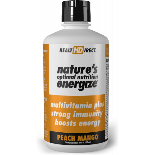 HEALTH DIRECT - Nature's Optimal Nutrition Energize Liquid Multivitamin Superfood - 140+ поживних речовин - Ясність розуму та енергія - Підтримка імунітету та серцево-судинної системи – 30 порцій – Персик Манго HEALTH DIRECT - Nature's Optimal Nutrition Energize Liquid Multivitamin Superfood - 140+ поживних речовин - Ясність розуму та енергія - Підтримка імунітету та серцево-судинної системи – 30 порцій – Персик Манго